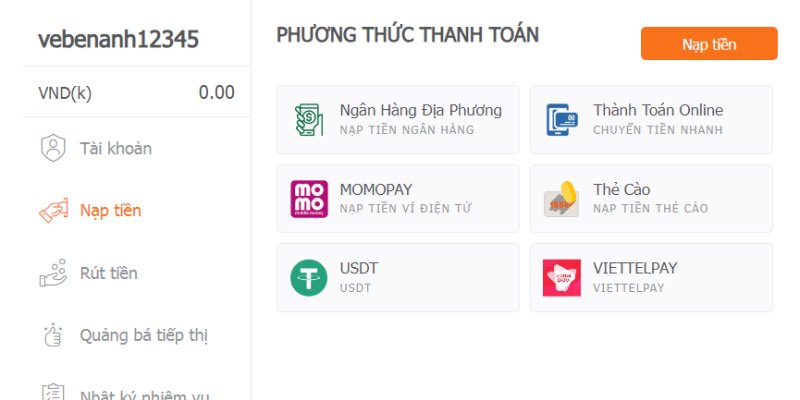 Các hình thức nạp tiền AE888 phổ biến